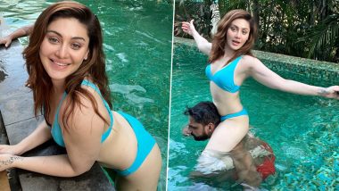 Shefali Jariwala Stuns in Blue Bikini As She Enjoys Her Vacation With Husband Parag Tyagi (View Pics)